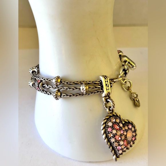 Brighton Power of Pink Breast Cancer Charm Crystal Ribbon Bracelet. - Picture 2 of 7